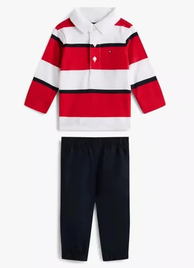 Stripe polo shirt and pant set