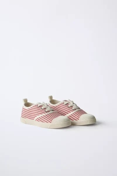 Striped cotton trainers