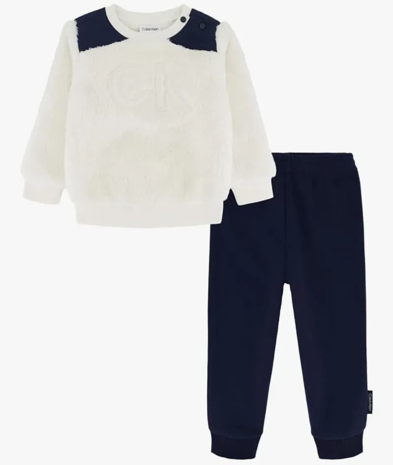 2 pc knit jog set white