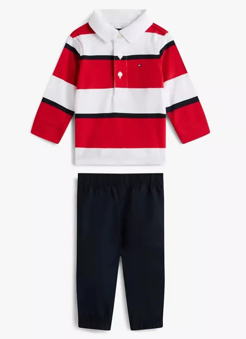 Stripe polo shirt and pant set